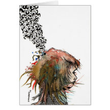wild hair boring girl cards