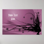 Wild Hair Lady Profile Silhouette -Black & Pink