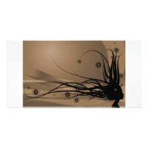 Wild Hair Lady Profile Silhouette - Black & Sepia