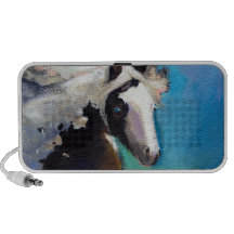 Wild horse black and white original art painting notebook speaker