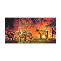 Wild Horses Abstract Stretched Canvas Prints