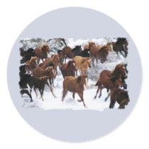 Wild Horses Driven Round Sticker