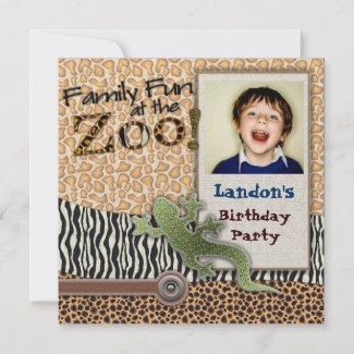 Wild Lizzard Safari Zoo Birthday Photo Invitation