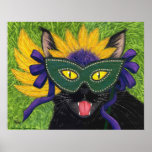 Wild Mardi Gras Cat Party New Orleans Mask Art Pri Print