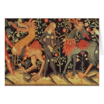 Wild Men and Animals, tapestry, 15th century Cards
