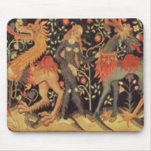 Wild Men and Animals, tapestry, 15th century Mousepad