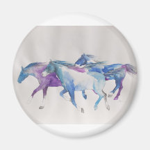 Wild Mustangs in Pastel Magnets