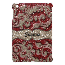 Wild Red Festive Glitter Glamour Personalized Case For The iPad Mini