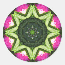 Wild Rose Lotus Mandala Round Stickers