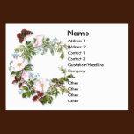 Wild Roses & Butterfly Victorian Trade Card business cards