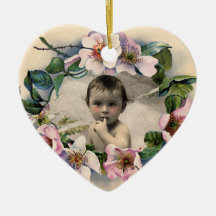 WILD ROSES WITH GEM STONE MONOGRAM PHOTO TEMPLATE ORNAMENT