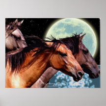 Wild Spanish Mustang Horses Fantasy Art Poster