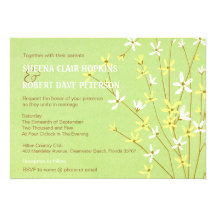 Wild Spring Flowers Lime Green Wedding Invitation