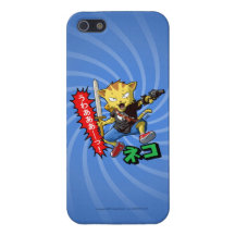 Wild Warrior Cat Boy with Gun and Sword iPhone 5 Case