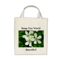 Wild white roses on organic tote bag