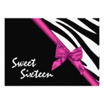 Wild Zebra Stripes and Ribbon Sweet Sixteen Custom Invitations