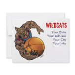 Wildcats Basketball art Blue Shirt, Red Stripe invitations