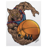 Wildcats Basketball art Blue Shirt, Red Stripe letterhead