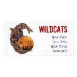 Wildcats Basketball art Blue Shirt, Red Stripe photo cards
