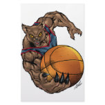 Wildcats Basketball art Blue Shirt, Red Stripe stationery