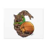 Wildcats Bobcats Basketball Green, Yellow Stripe postcards