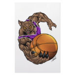 Wildcats Bobcats Basketball Purple, White Stripe stationery