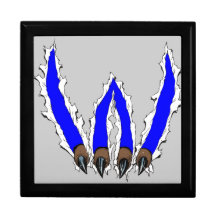 Wildcats Claw Ripping Through Design - Blue Jewelry Box
