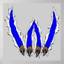 Wildcats Claw Ripping Through Design - Blue Poster