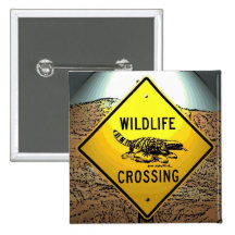 Wildlife crossing artistic caution sign button