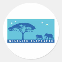 Wildlife Elephants Round Sticker