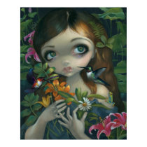 Wildwood Bouquet ART PRINT big eye art hummingbird posters