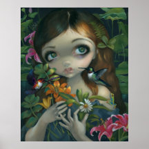 Wildwood Bouquet ART PRINT big eye art hummingbird