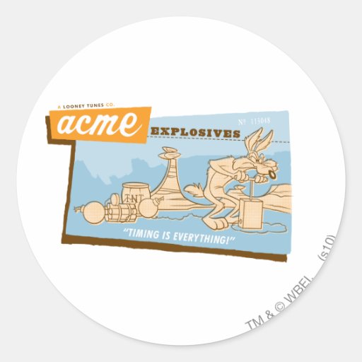 Wile E Coyote Acme Explosives 2 Round Sticker