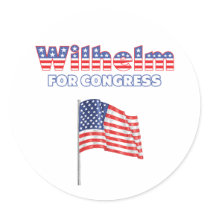 Wilhelm for Congress Patriotic American Flag Round Sticker