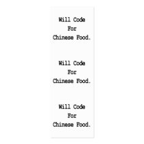 will code for chinese food bookmark business cards