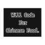 will code for chinese food post card