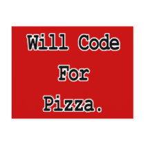 will code for pizza post cards