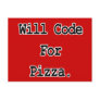 will code for pizza postcards