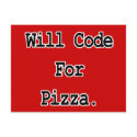 will code for pizza postcards