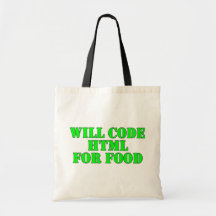 Will Code HTML For Food Canvas Bags