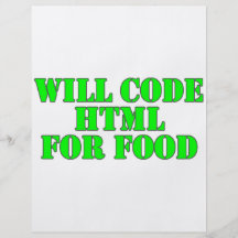 Will Code HTML For Food Full Colour Flyer