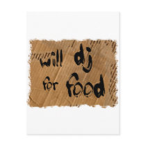 Will DJ For Food - Disc Jockey Tramp Starving Postcards