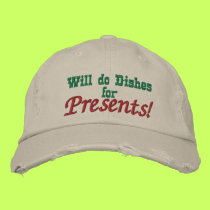 Will do Dishes for Presents! Embroidered Hat embroidered hats