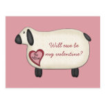 Will Ewe Be My Valentine Pink Post Card