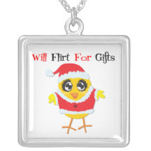Will Flirt For Gifts Santa Chick Necklaces
