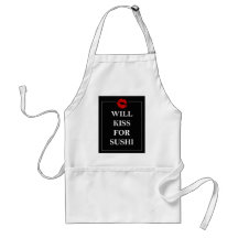 Will Kiss for Sushi Gift Ideas Unique Art Print Apron