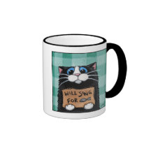 Will Sing For Fish - Whimsical Cat Mug