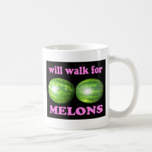 will walk for melons black with pink coffee mugs