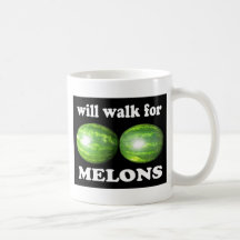 will walk for melons on black mug