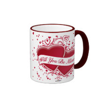 Will You Be Mine? Red Hearts Coffee Mugs